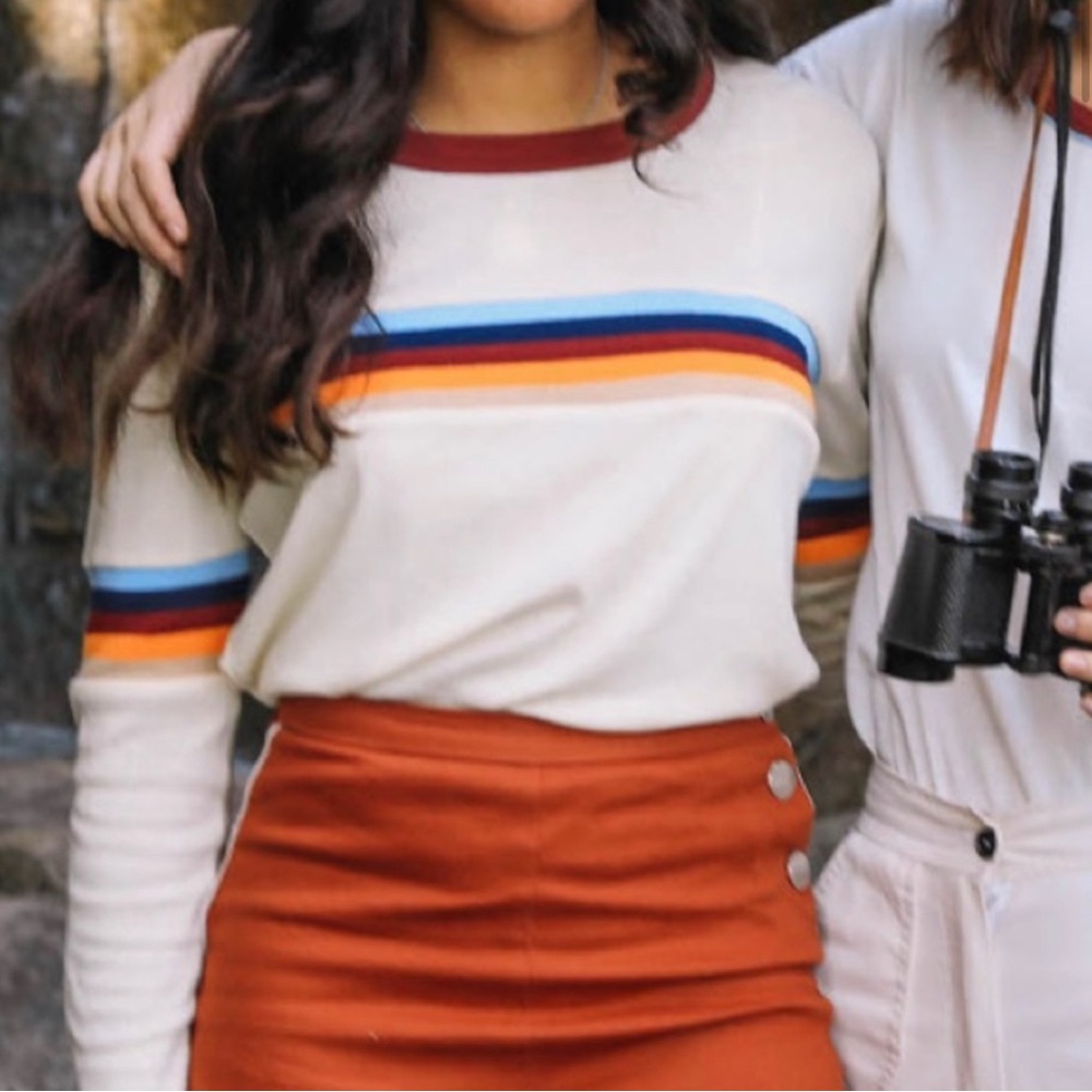 Camp Collection Retro Rainbow Long Sleeve Tee Medium